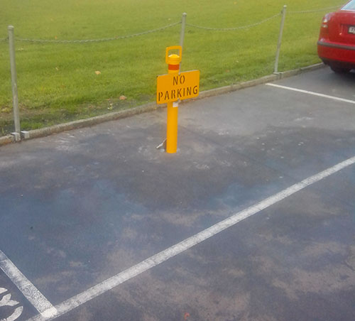 Removable Bollard with a custom made No Parking Sign