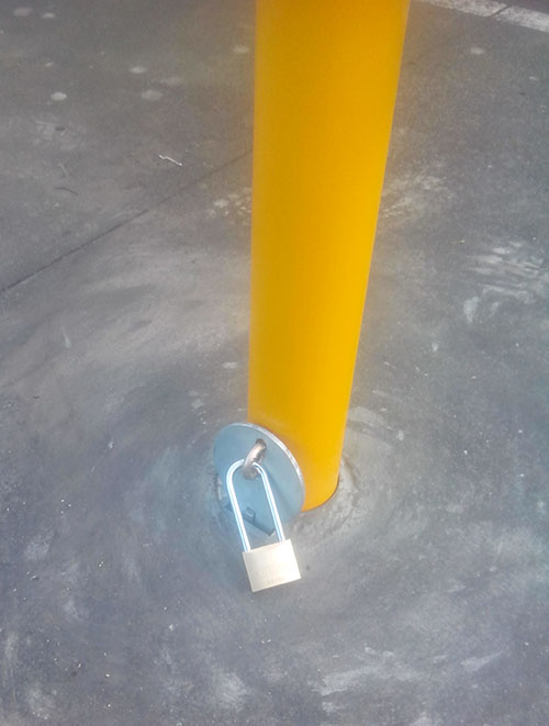 Removable Bollard locked into place